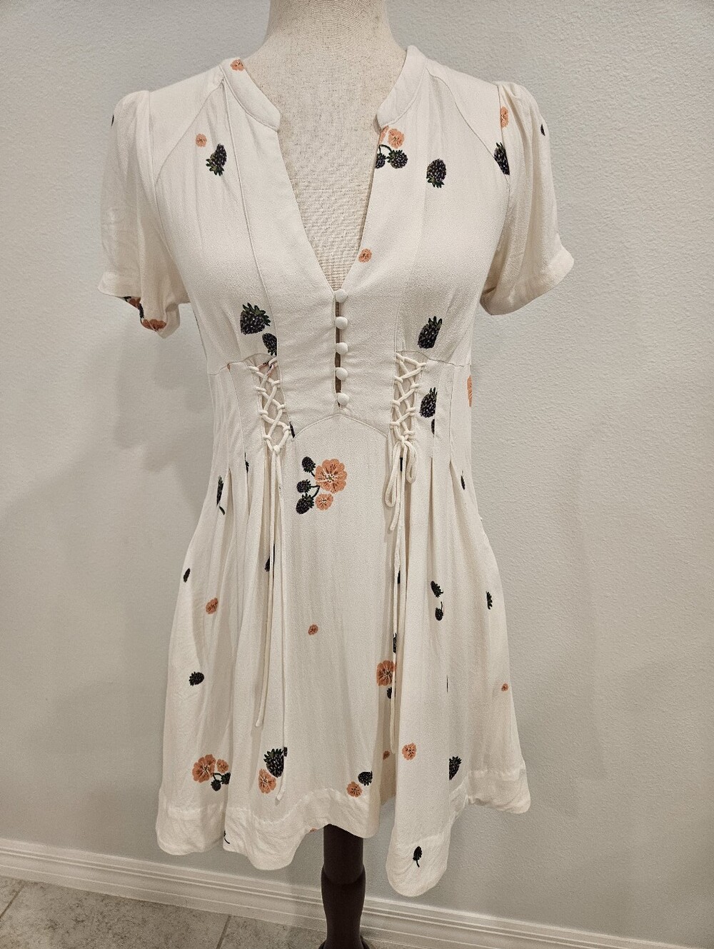 Free People Floral Blackberry Corset Lace Up Mini Dress Size 0